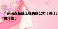 廣東深遂基礎工程有限公司(關于廣東深遂基礎工程有限公司介紹)
