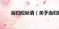 當歸松葉酒(關于當歸松葉酒介紹)