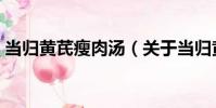 當歸黃芪瘦肉湯(關于當歸黃芪瘦肉湯介紹)