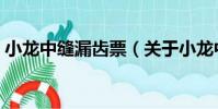 小龍中縫漏齒票(關于小龍中縫漏齒票簡介)