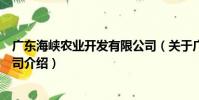 廣東海峽農業開發有限公司(關于廣東海峽農業開發有限公司介紹)