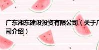 廣東湘東建設投資有限公司(關于廣東湘東建設投資有限公司介紹)