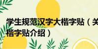 學生規范漢字大楷字貼(關于學生規范漢字大楷字貼介紹)