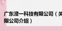 廣東澄一科技有限公司(關于廣東澄一科技有限公司介紹)