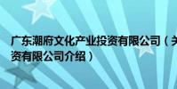 廣東潮府文化產業投資有限公司(關于廣東潮府文化產業投資有限公司介紹)