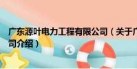 廣東源葉電力工程有限公司(關于廣東源葉電力工程有限公司介紹)