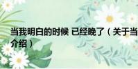 當我明白的時候 已經晚了(關于當我明白的時候 已經晚了介紹)