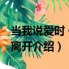 當我說愛時 你已離開（關于當我說愛時 你已離開介紹）