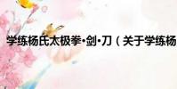 學練楊氏太極拳·劍·刀(關于學練楊氏太極拳·劍·刀介紹)