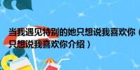 當我遇見特別的她只想說我喜歡你(關于當我遇見特別的她只想說我喜歡你介紹)