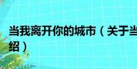 當我離開你的城市(關于當我離開你的城市介紹)