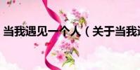 當我遇見一個人(關于當我遇見一個人介紹)