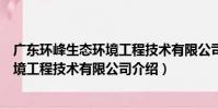 廣東環峰生態環境工程技術有限公司(關于廣東環峰生態環境工程技術有限公司介紹)