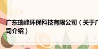 廣東瑞峰環保科技有限公司(關于廣東瑞峰環保科技有限公司介紹)