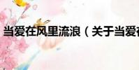 當愛在風里流浪(關于當愛在風里流浪介紹)