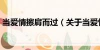 當愛情擦肩而過(關于當愛情擦肩而過介紹)