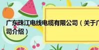 廣東珠江電線電纜有限公司(關于廣東珠江電線電纜有限公司介紹)