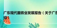 廣東現代服務業發展報告(關于廣東現代服務業發展報告介紹)