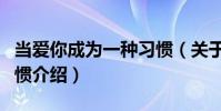 當愛你成為一種習慣(關于當愛你成為一種習慣介紹)
