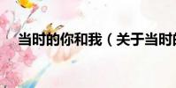 當時的你和我(關于當時的你和我介紹)