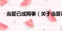 當愛已成網事(關于當愛已成網事介紹)