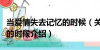 當愛情失去記憶的時候(關于當愛情失去記憶的時候介紹)