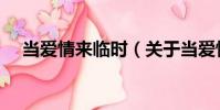 當愛情來臨時(關于當愛情來臨時介紹)