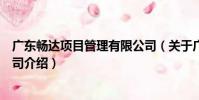 廣東暢達項目管理有限公司(關于廣東暢達項目管理有限公司介紹)