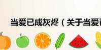 當愛已成灰燼(關于當愛已成灰燼介紹)
