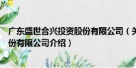廣東盛世合興投資股份有限公司(關于廣東盛世合興投資股份有限公司介紹)