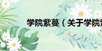學院紫蔓(關于學院紫蔓介紹)