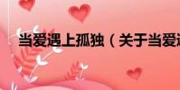 當愛遇上孤獨(關于當愛遇上孤獨介紹)