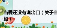 當愛還沒有說出口(關于當愛還沒有說出口介紹)