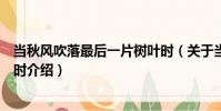 當秋風吹落最后一片樹葉時(關于當秋風吹落最后一片樹葉時介紹)