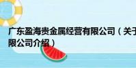 廣東盈海貴金屬經營有限公司(關于廣東盈海貴金屬經營有限公司介紹)