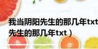 我當陰陽先生的那幾年txt精校版(我當陰陽先生的那幾年txt)