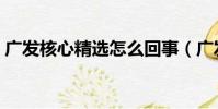 廣發核心精選怎么回事(廣發核心精選股票)