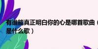 有誰能真正明白你的心是哪首歌曲(有誰能真正明白你的心是什么歌)