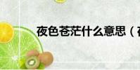 夜色蒼茫什么意思(夜色蒼茫)