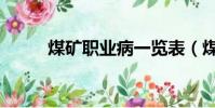 煤礦職業病一覽表(煤礦職業病)