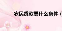 農民貸款要什么條件(農民貸款)
