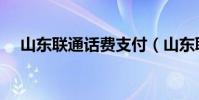 山東聯通話費支付(山東聯通話費查詢)