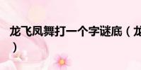 龍飛鳳舞打一個字謎底(龍飛鳳舞打一個生肖)