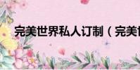 完美世界私人訂制(完美世界私服外掛)