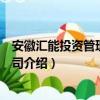 安徽匯能投資管理有限公司（關于安徽匯能投資管理有限公司介紹）