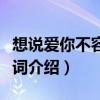 想說愛你不容易歌詞（想說愛你不容易完整歌詞介紹）