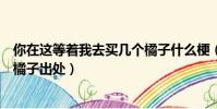 你在這等著我去買幾個橘子什么梗(你在這等著我去買幾個橘子出處)