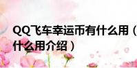 QQ飛車幸運幣有什么用(QQ飛車幸運幣有什么用介紹)