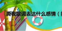 撕夜歌詞表達什么感情(撕夜歌曲簡介)