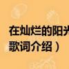 在燦爛的陽光下歌詞（在燦爛的陽光下歌曲的歌詞介紹）